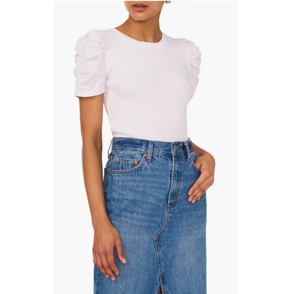 1.STATE Puff Sleeve Rib T-Shirt Size‎ XS New with Tags - Picture 5 of 7